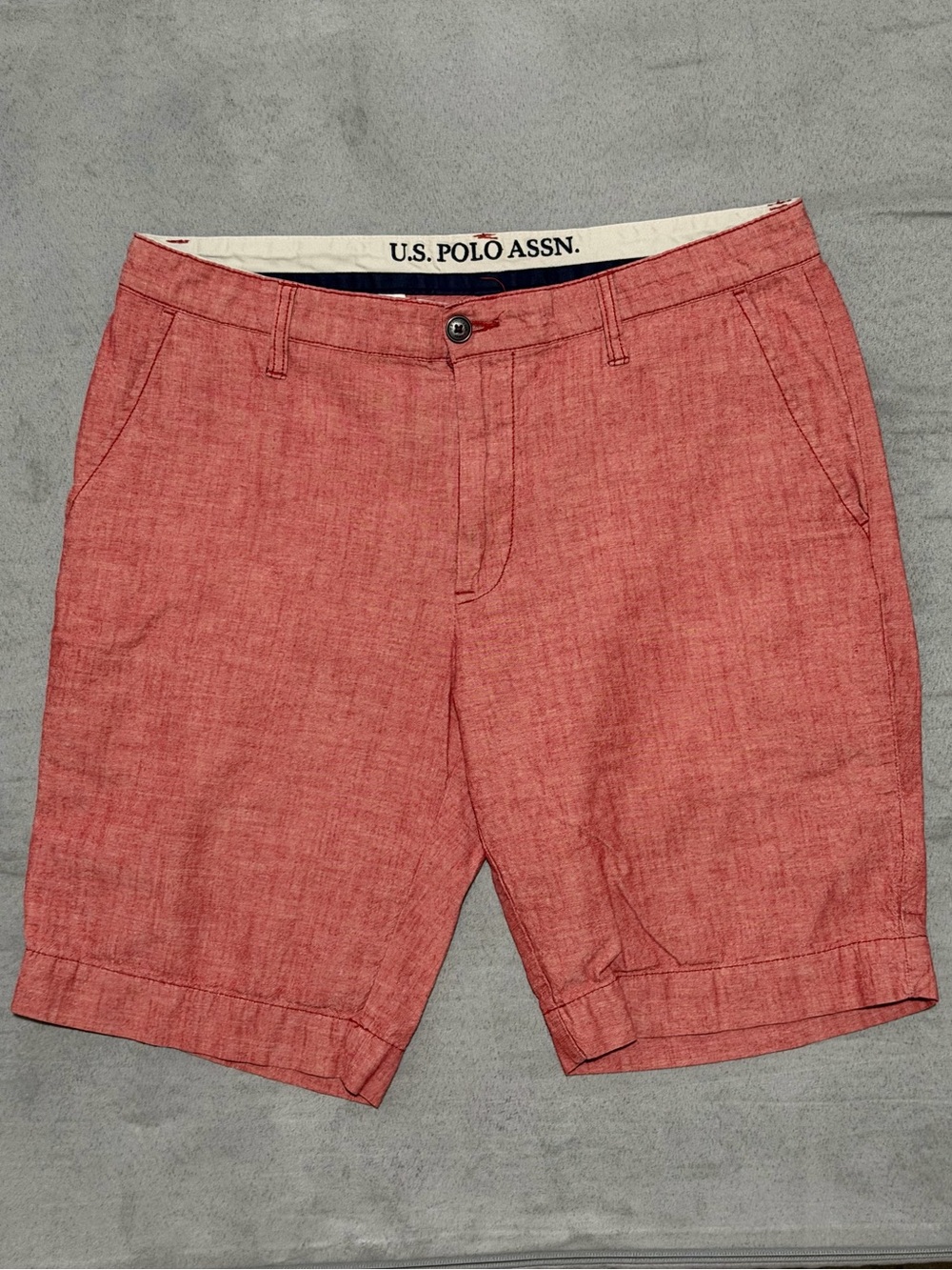 U.S. Polo Assn. Men’s Red Chambray Cotton Shorts Size 34